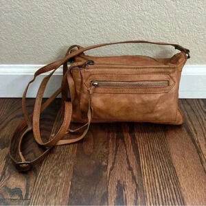 Day & Mood Anni Crossbody Bag Anthropologie Brown Leather Double Zipper Handbag